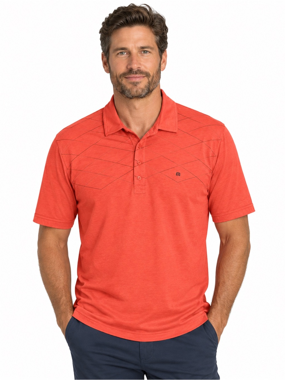 Travis Mathew Men's Golf Polo in Coral